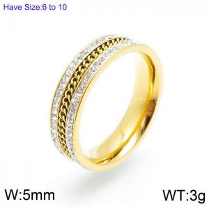 Stainless Steel Stone&Crystal Ring - KR92935-GC