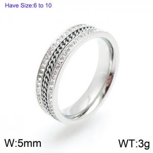 Stainless Steel Stone&Crystal Ring - KR92936-GC