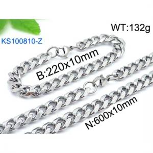 stainless steel cuban link chain Jewelry Set(Most Men) - KS100810-Z