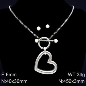 Fashionable and exaggerated heart-shaped personality, versatile hollowed out love women's necklace and earring set - KS119902-KFC