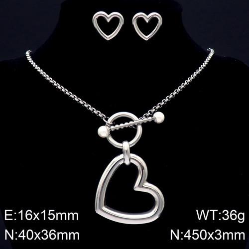 Fashionable and exaggerated heart-shaped personality, versatile hollowed out love women's necklace and earring set