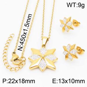 Geometric Jewelry Set Women Stainless Steel Necklace & Earring Gold Color - KS194366-K