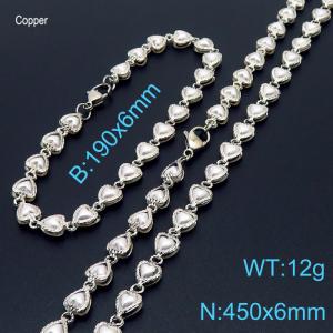Ins White Shell Heart Copper Beacelet Necklace Necklace Women's Fashion Jewelry Sets - KS198943-Z