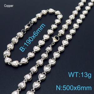 Ins White Shell Heart Copper Beacelet Necklace Necklace Women's Fashion Jewelry Sets - KS198944-Z