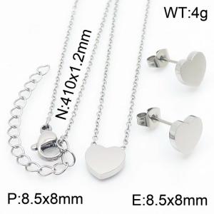 Stainless steel 410x1.2mm welding chain lobster clasp  solid heart charm silver set - KS199052-K