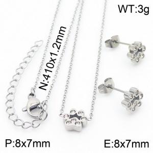 Stainless steel 410x1.2mm welding chain lobster clasp crystal dog palm charm silver set - KS199069-K