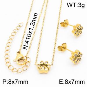 Stainless steel 410x1.2mm welding chain lobster clasp crystal dog palm charm gold set - KS199070-K