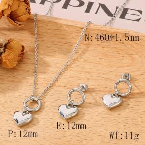 Women Polished Stainless Steel 460mm Necklace&Earrings Jewelry Set with Love Hearts Charm - KS200521-GC