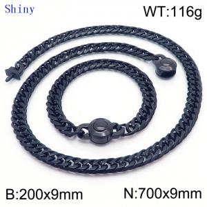 9mm Retro Men's Personalized Polished Whip Chain Necklace Set of Two - KS204852-Z