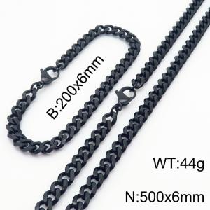 Stainless steel Cuban bracelet necklace set for men and women - KS216171-Z