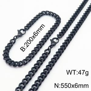 Stainless steel Cuban bracelet necklace set for men and women - KS216172-Z