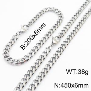 Stainless steel Cuban bracelet necklace set for men and women - KS216177-Z