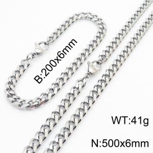 Stainless steel Cuban bracelet necklace set for men and women - KS216178-Z