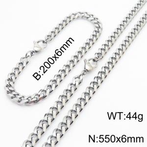 Stainless steel Cuban bracelet necklace set for men and women - KS216179-Z