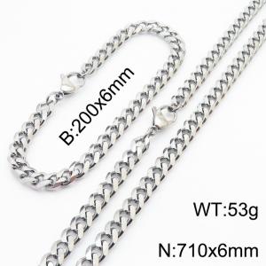 Stainless steel Cuban bracelet necklace set for men and women - KS216182-Z