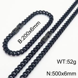 Black Color Cuban Link Chain Jewelry Set Stainless Steel 50cm Necklace 20cm Bracelets For Men - KS216298-Z
