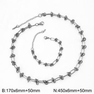 Special Stainless Steel Knotted Links Jewelry Set for Women Simple Charm Bracelet Necklace - KS217211-Z