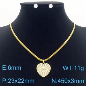 European and American Fashion Stainless Steel Heart Pendant Necklace with Diamond for Women Color white - KS217235-BI