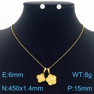 European and American Fashion Stainless Steel Flower Pendant Necklace for Women - KS217240-BI