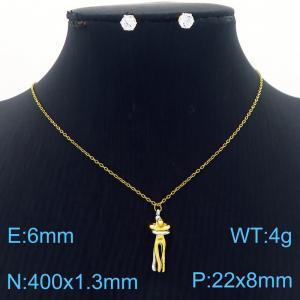 European and American Fashion Stainless Steel Portrait Pendant Necklace for Women - KS217244-BI