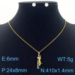410x1.4mm European and American Fashion Stainless Steel Portrait Pendant Necklace for Women Color Gold - KS217246-BI