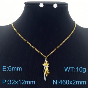 460x2mm European and American Fashion Stainless Steel Portrait Pendant Necklace for Women Color Gold - KS217247-BI