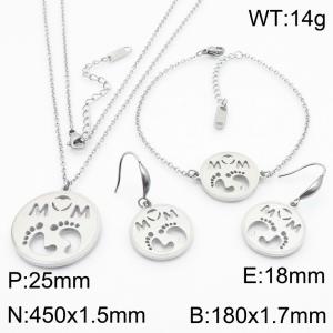 Fine Polished MOM English Letter Pendant Necklace Stainless Steel Fashion Bracelet Mother's Day Set - KS218441-KLX