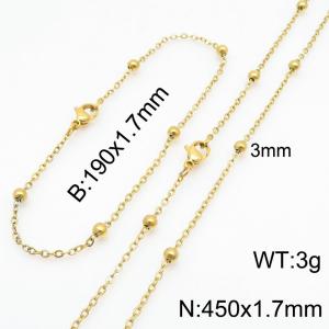 45cm Gold Bead Splicing Stainless Steel Jewelry Set Gold - KS220604-Z