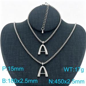 Stainless Steel Jewelry Alphabet Element Bracelet Necklace Set - KS220843-Z