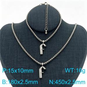 Stainless Steel Jewelry Alphabet Element Bracelet Necklace Set - KS220848-Z