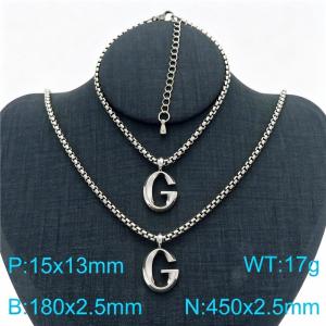 Stainless Steel Jewelry Alphabet Element Bracelet Necklace Set - KS220849-Z