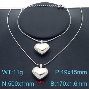 Simple Snake Chain Necklace Bracelet Love Accessories Stainless Steel Women's Jewelry Set - KS221385-Z