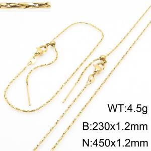 Fashionable and trendy stainless steel simple plain chain adjustable bracelet necklace two-piece set - KS222357-Z