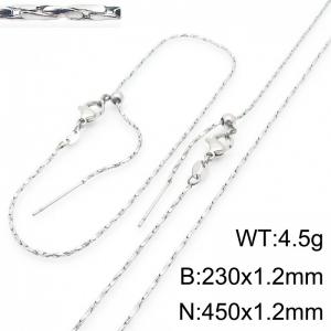 Fashionable and trendy stainless steel simple plain chain adjustable bracelet necklace two-piece set - KS222358-Z