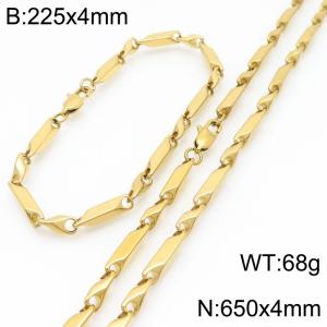 European and American fashion stainless steel creative 225 × 4mm& 650 × 4mm sunflower seed chain Japanese buckle charm gold set - KS222728-KFC