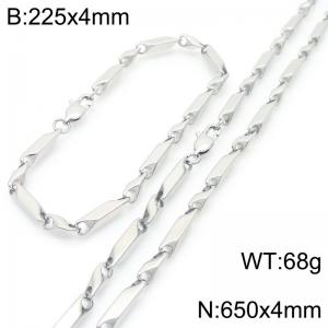 European and American fashion stainless steel creative 225 × 4mm& 650 × 4mm sunflower seed chain Japanese buckle charm silver set - KS222729-KFC