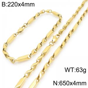 European and American fashion stainless steel creative 220 × 4mm&650 × 4mm 3 ;1 sunflower seed chain Japanese buckle charm gold set - KS222730-KFC