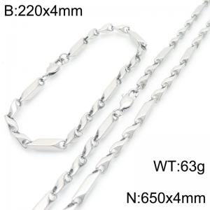 European and American fashion stainless steel creative 220 × 4mm&650 × 4mm 3 ;1 sunflower seed chain Japanese buckle charm silver set - KS222731-KFC