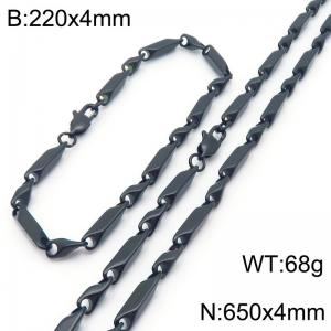 650x4mm Stainless Steel Punk Men's and Women's Necklace bracelet Set Choke Chain Jewelry Party Gift - KS222962-KFC