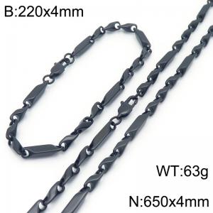 650x4mm Stainless Steel Punk Men's and Women's Necklace bracelet Set Choke Chain Jewelry Party Gift - KS222963-KFC