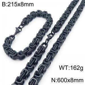 Stainless steel Byzantine Fried Dough Twists hand chain suit - KS223076-Z