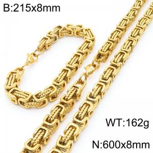 Stainless steel Byzantine Fried Dough Twists hand chain suit - KS223078-Z