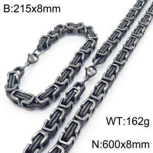 Stainless steel Byzantine Fried Dough Twists hand chain suit - KS223079-Z