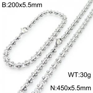 Fashion Stainless Steel Link Chain Bracelet Stainless Steel Cross Necklace Jewelry Set For Men Women - KS224617-Z