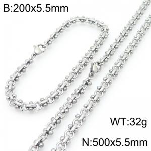 Fashion Stainless Steel Link Chain Bracelet Stainless Steel Cross Necklace Jewelry Set For Men Women - KS224618-Z