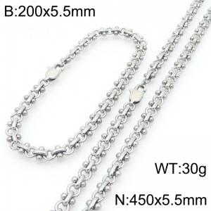 Fashion Stainless Steel Link Chain Bracelet Stainless Steel Cross Necklace Jewelry Set For Men Women - KS224624-Z