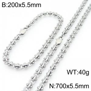 Fashion Stainless Steel Link Chain Bracelet Stainless Steel Cross Necklace Jewelry Set For Men Women - KS224629-Z