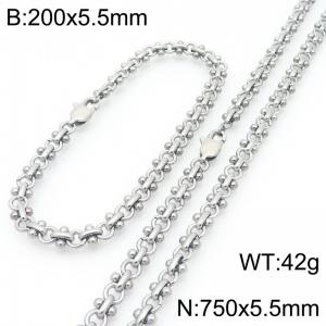 Fashion Stainless Steel Link Chain Bracelet Stainless Steel Cross Necklace Jewelry Set For Men Women - KS224630-Z