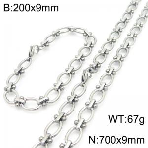 Fashion Stainless Steel Paperclip Bracelet Necklaces Titanium Steel Link Chains Jewelry Set For Men Women - KS224636-Z