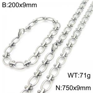 Fashion Stainless Steel Paperclip Bracelet Necklaces Titanium Steel Link Chains Jewelry Set For Men Women - KS224637-Z